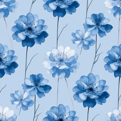 Blue Flower Seamless Pattern