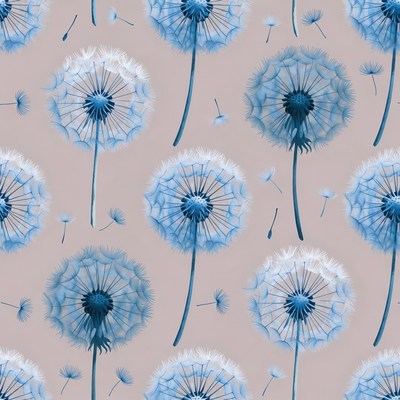 Blue Dandelion Seamless Pattern