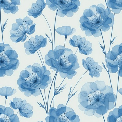 Blue Hydrangea Flowers Seamless Pattern