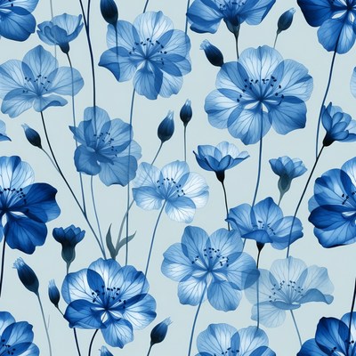 Blue Flowers Seamless Pattern