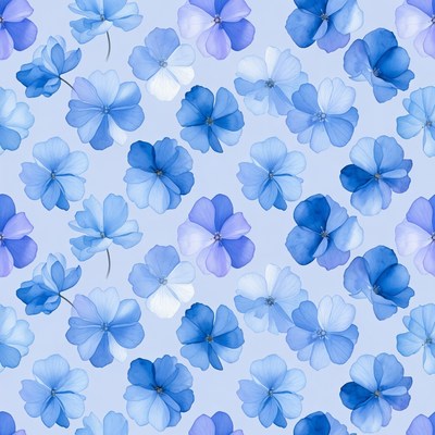 Blue Hydrangea Flowers Seamless Pattern