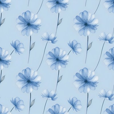 Blue Watercolor Flower Seamless Pattern