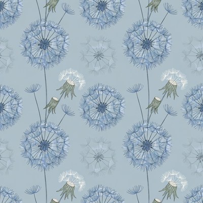 Blue Dandelion Seamless Pattern