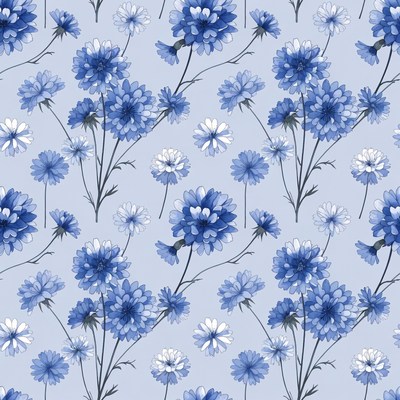 Blue Cornflower Seamless Pattern
