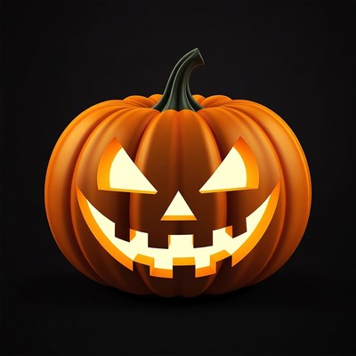Jack-o'-lantern pumpkin on black background