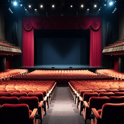 Empty Theater with Red Curtains