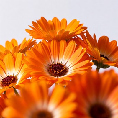 Orange Gerbera Daisies on White Background