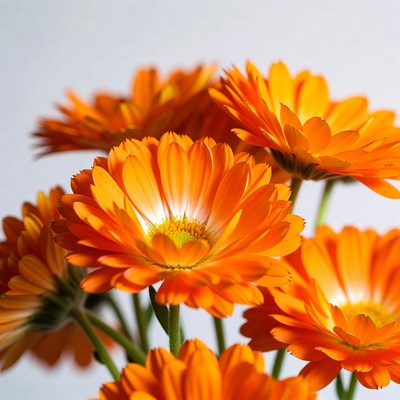 Orange Gerbera Daisies on White Background