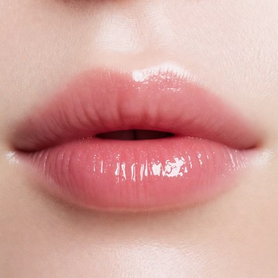 Shiny Pink Glossy Lips Closeup