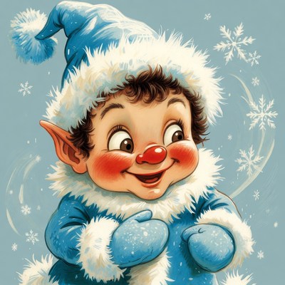 Cute Christmas Elf Illustration
