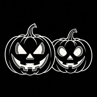 Two Jack-o-Lantern Pumpkins