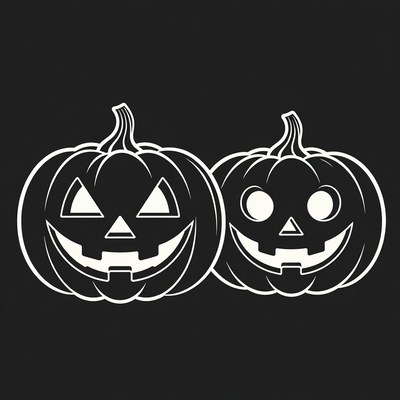 Two Jack-o-Lantern Pumpkins