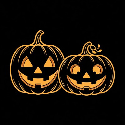 Two Jack-o-Lantern Pumpkins