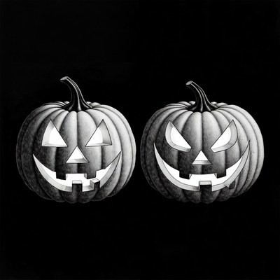 Two Jack-o-Lantern Pumpkins