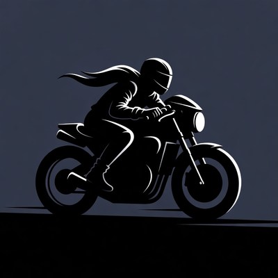 Woman riding motorcycle silhouette
