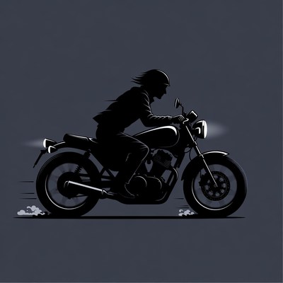 Woman riding motorcycle silhouette