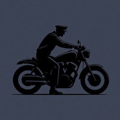 Policeman riding motorcycle silhouette