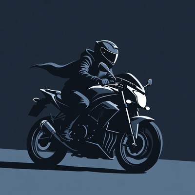 Motorcyclist Riding Sport Bike Illustration