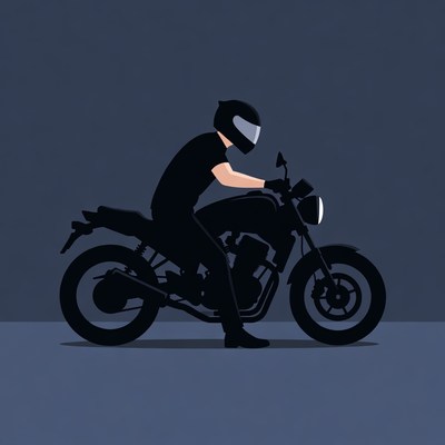 Man riding black motorcycle silhouette