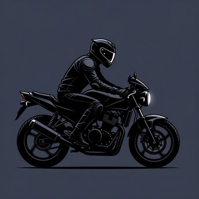 Man riding black motorcycle silhouette