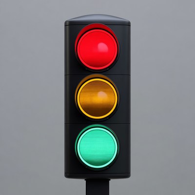 Traffic Light on Gray Background