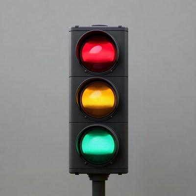Traffic light showing red yellow green