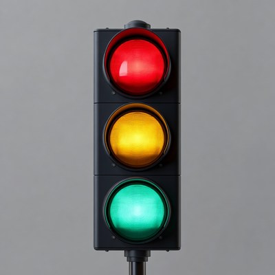 Traffic light with red yellow green lights