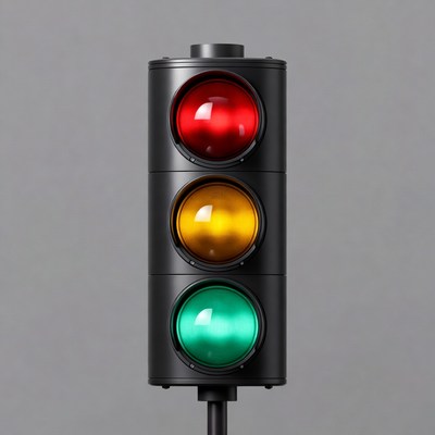 Traffic light on gray background