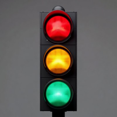 Traffic light showing red yellow green