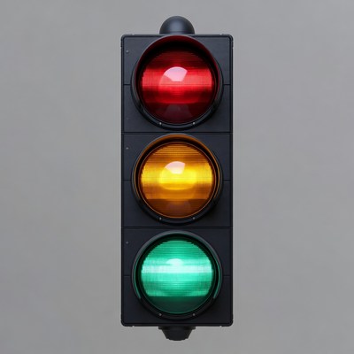 Traffic light showing red yellow green