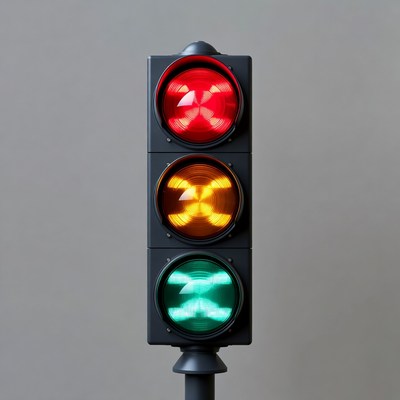 Traffic light showing red yellow green