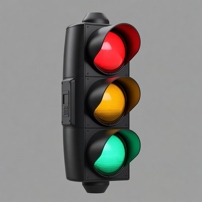 Traffic Light on Gray Background