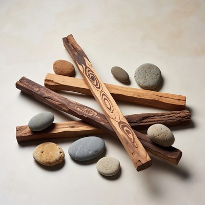 Driftwood Sticks and Pebbles