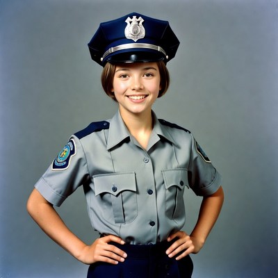 Young girl in police uniform