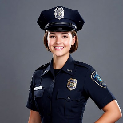 Smiling female police officer in uniform