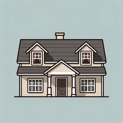 Cartoon House with Porch