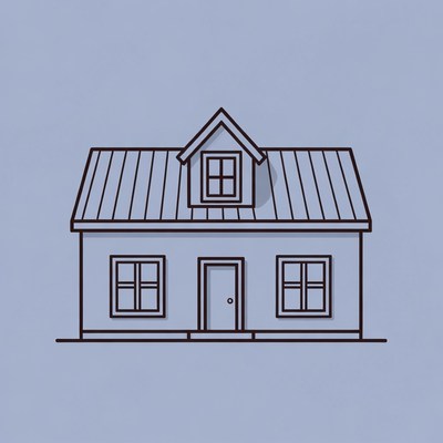Line drawing of house with dormer