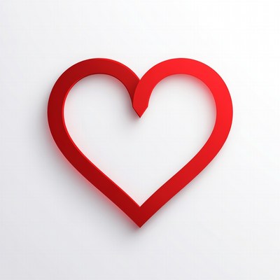 Red 3D Heart on White
