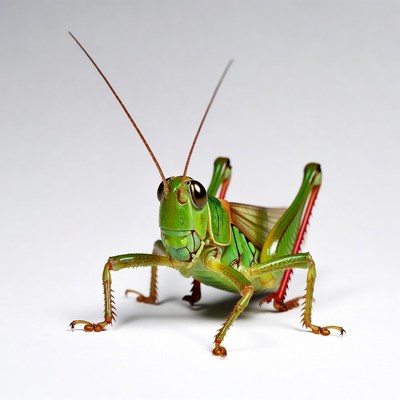 Green grasshopper on white background