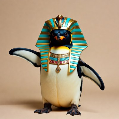 Penguin Wearing Egyptian Pharaoh Headdress