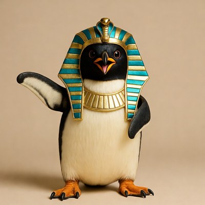 Penguin Wearing Pharaoh Headdress