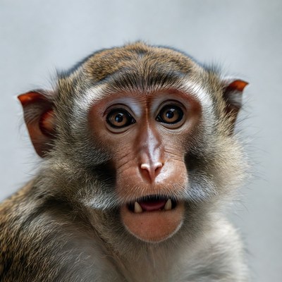 Long-tailed macaque close-up portrait