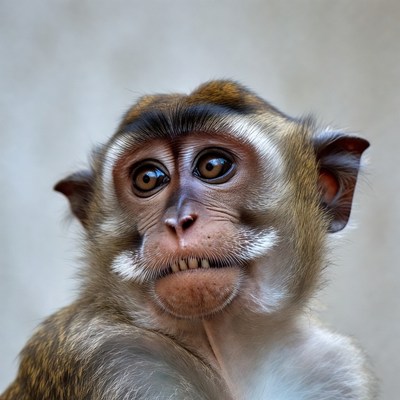 Close-up of long-tailed macaque monkey