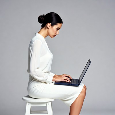 Woman working on laptop