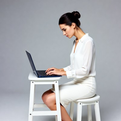 Woman working on laptop