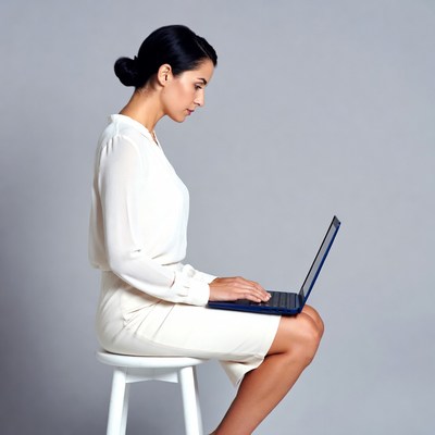 Woman working on laptop
