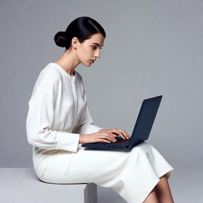 Woman typing on laptop
