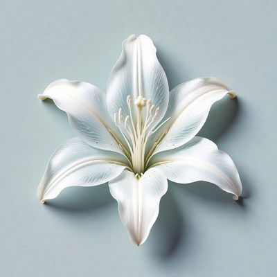 White Lily Flower on Blue Background