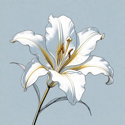 White Lily Flower Illustration
