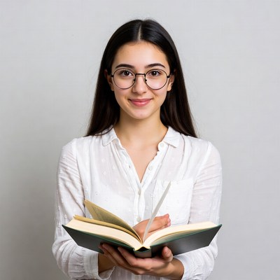 Young Asian woman reading book